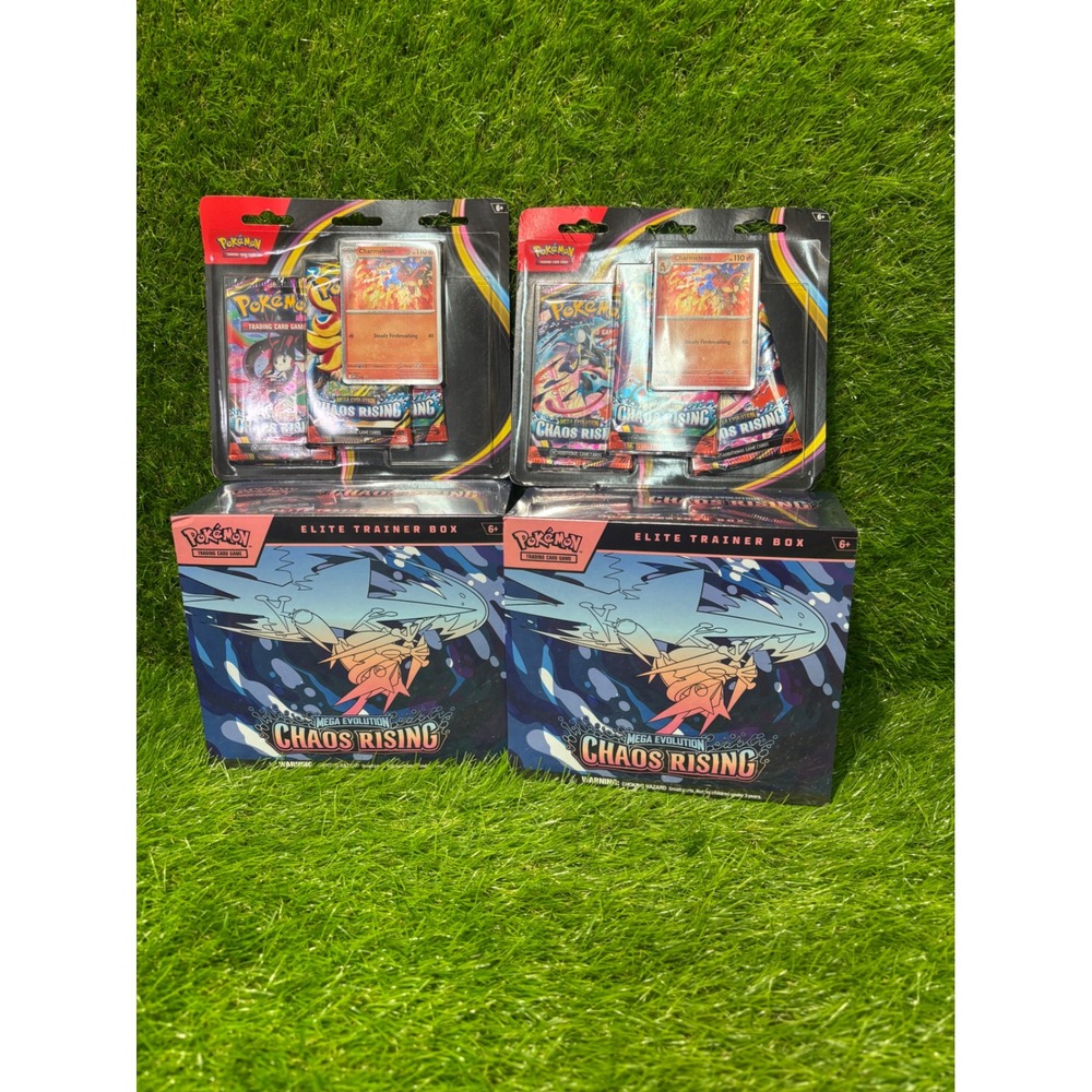 Pokemon TCG Mega Evolution Chaos Rising 2 Elite Trainer Boxes 2 Blister Packs